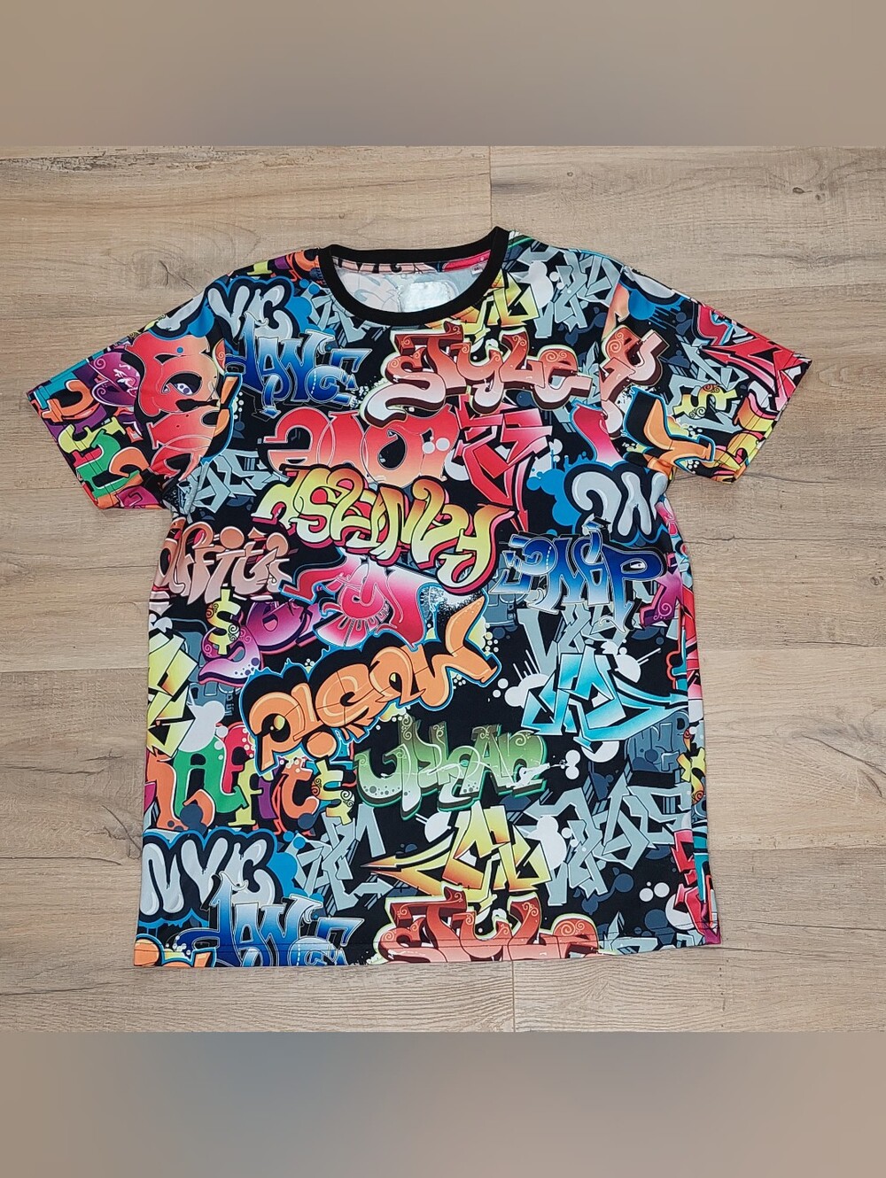 Vibrant Graffiti Print Streetwear T-Shirt.